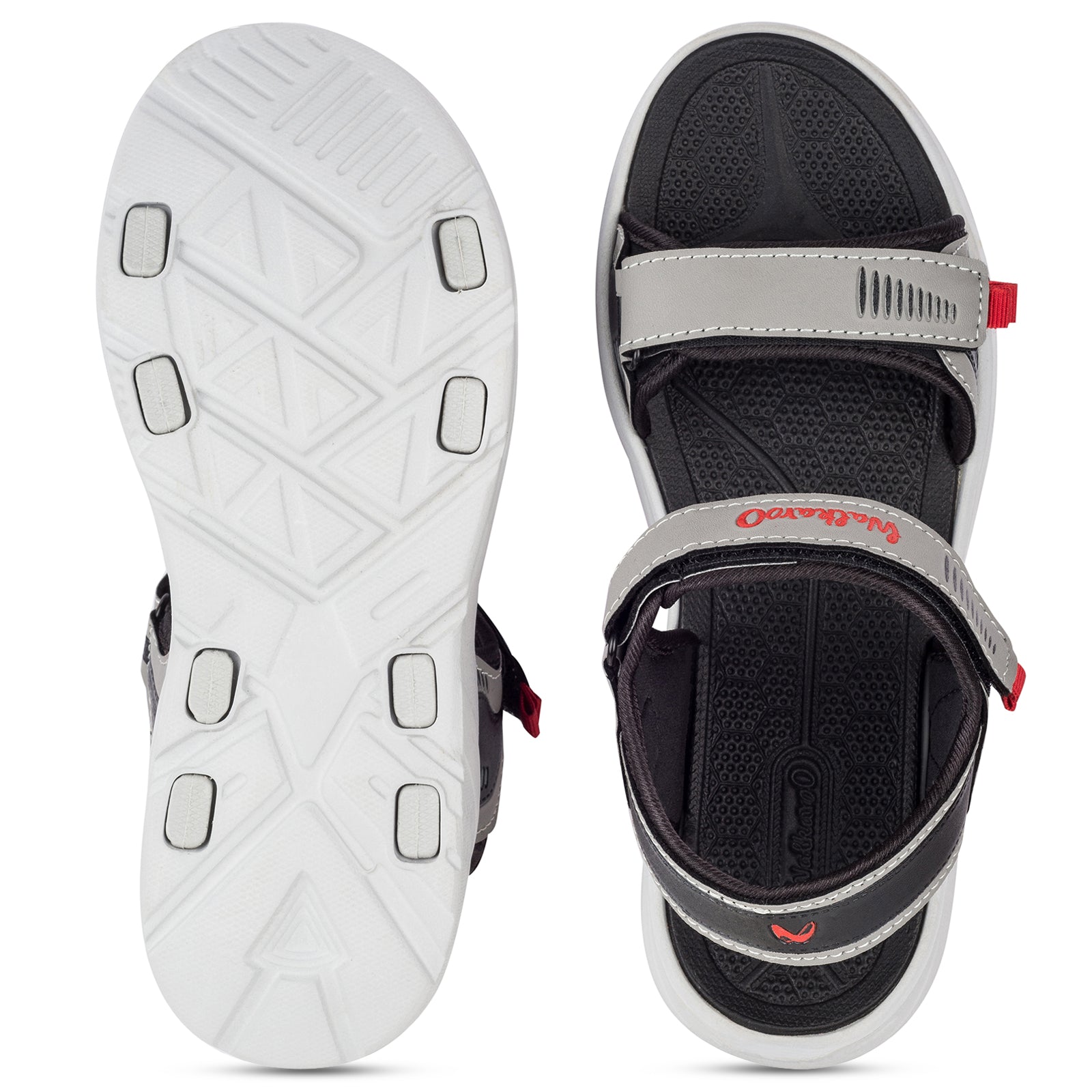 Walkaroo Mens Sandals - WC4375 Black Grey - Walkaroo Footwear