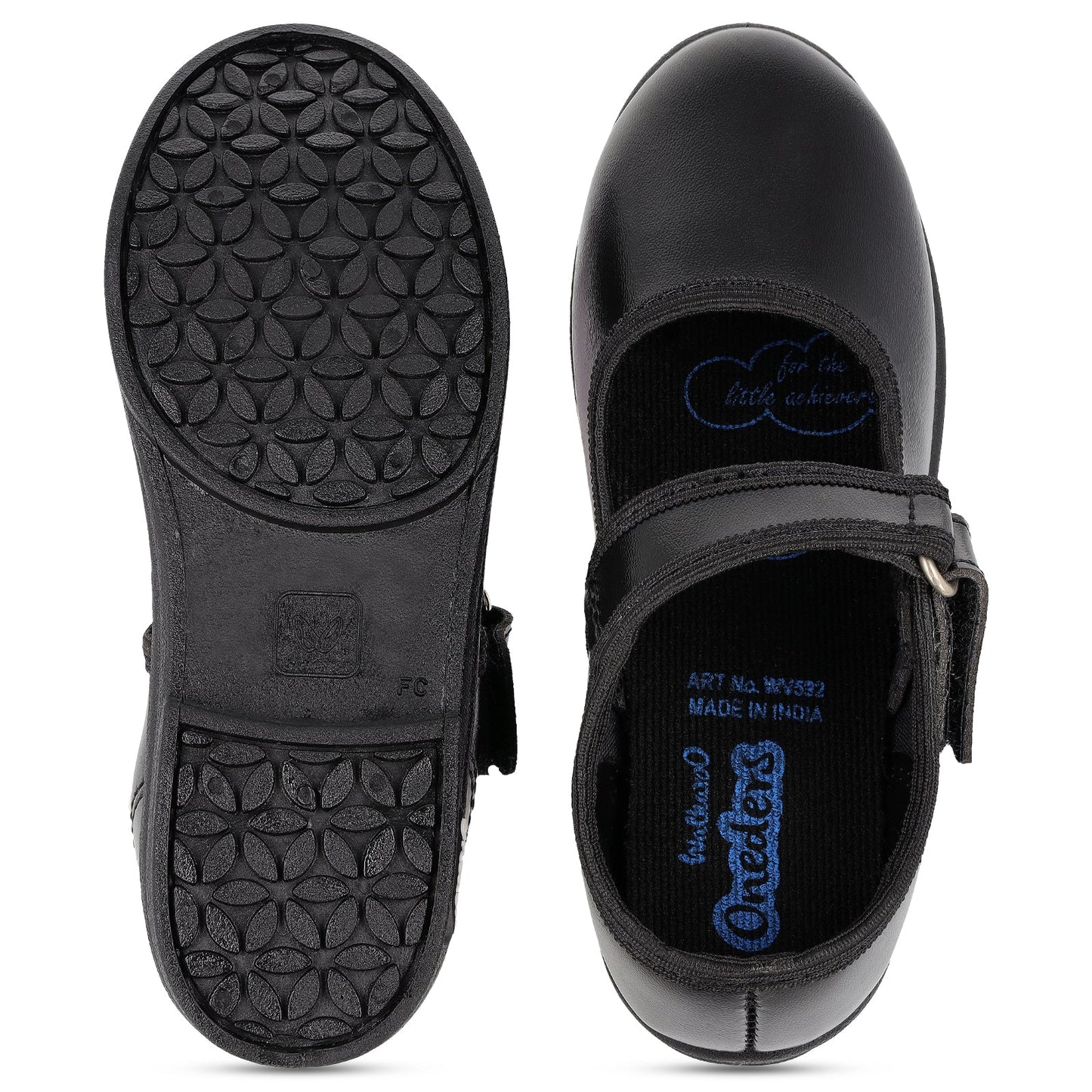 Walkaroo Girls School Shoes - WV592 Black - Walkaroo Footwear