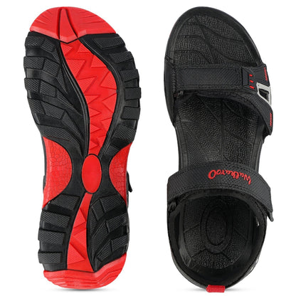 Walkaroo Men Sandals - WC4426 Black Red - Walkaroo Footwear