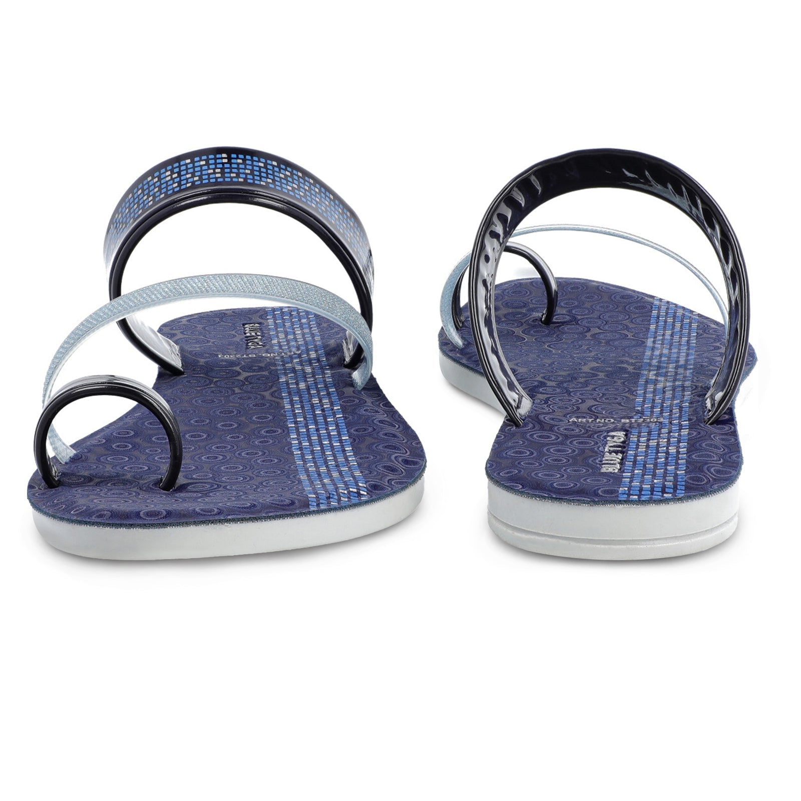 Blue Tyga Womens Cross Strap Slide Sandals - BT2303 Blue - Walkaroo Footwear