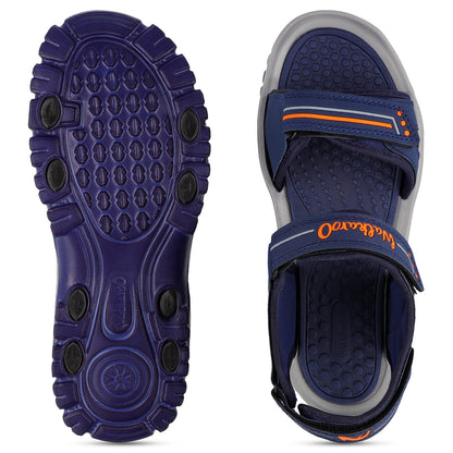 Walkaroo Men Sandal - WC4420 Navy Blue orange - Walkaroo Footwear