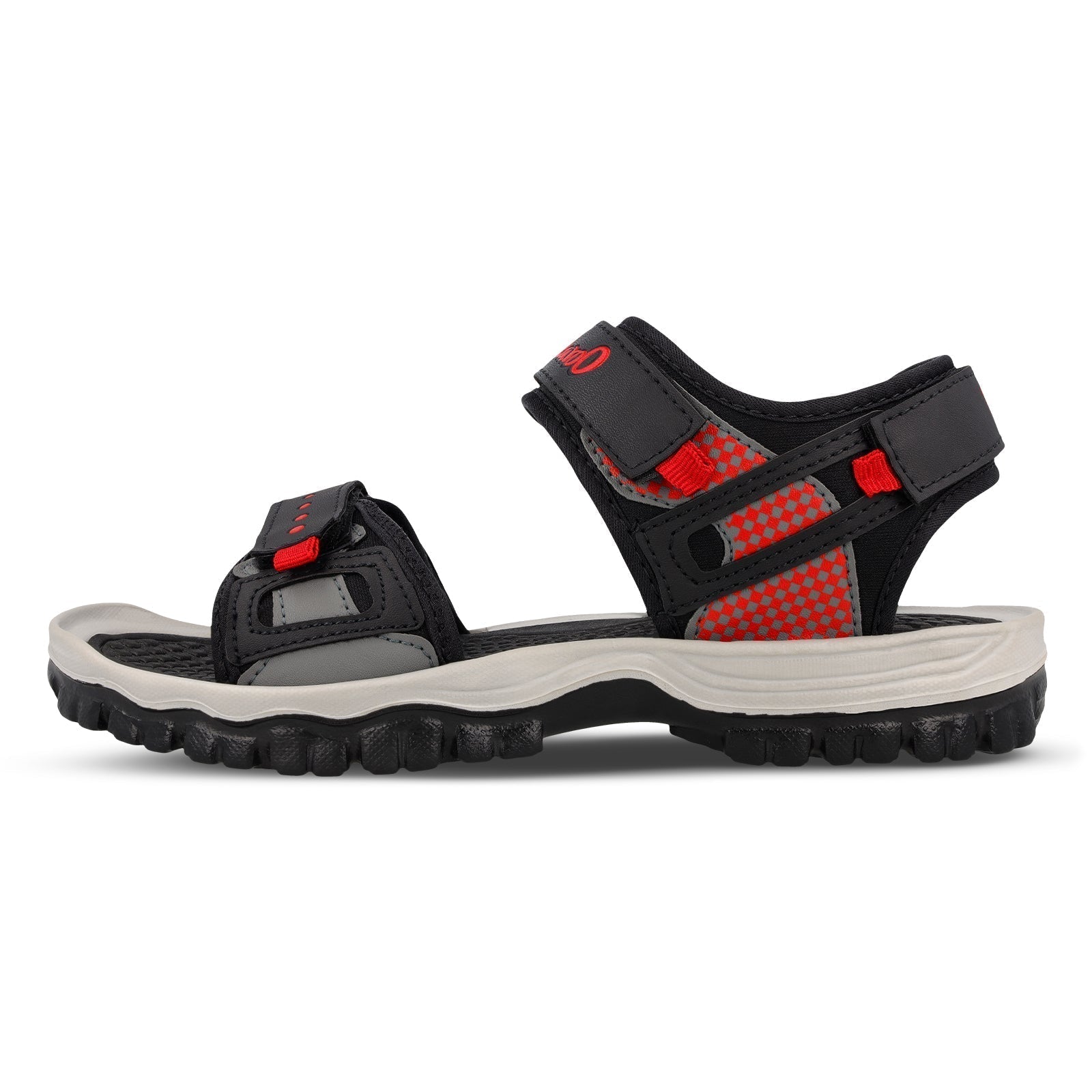 Walkaroo Men Sandals - WC4417 Black Red - Walkaroo Footwear