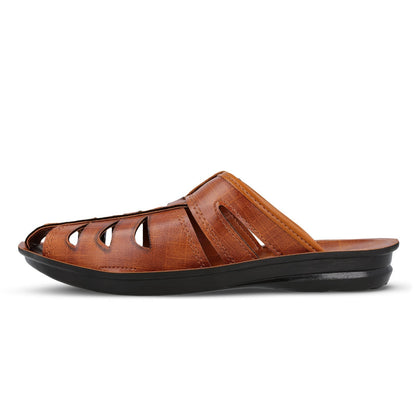 Walkaroo Men Fishermen Cut Slide Sandals - WG5309 Tan - Walkaroo Footwear