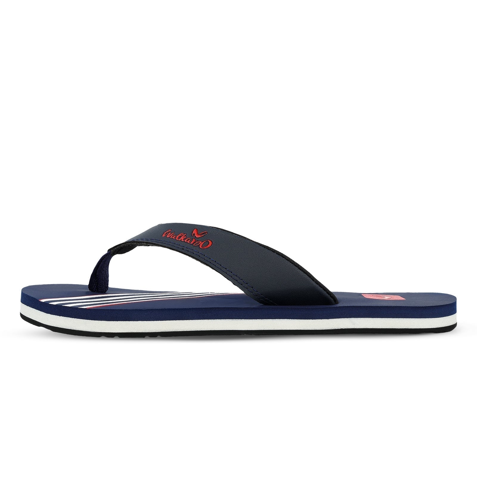 Walkaroo Men Striped Thong Flip-Flop - WC4220 Blue white - Walkaroo Footwear