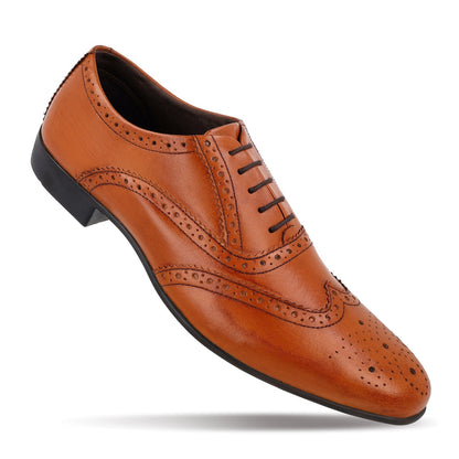 Walkaroo Leather Men formals Shoes - WF6055 Tan - Walkaroo Footwear