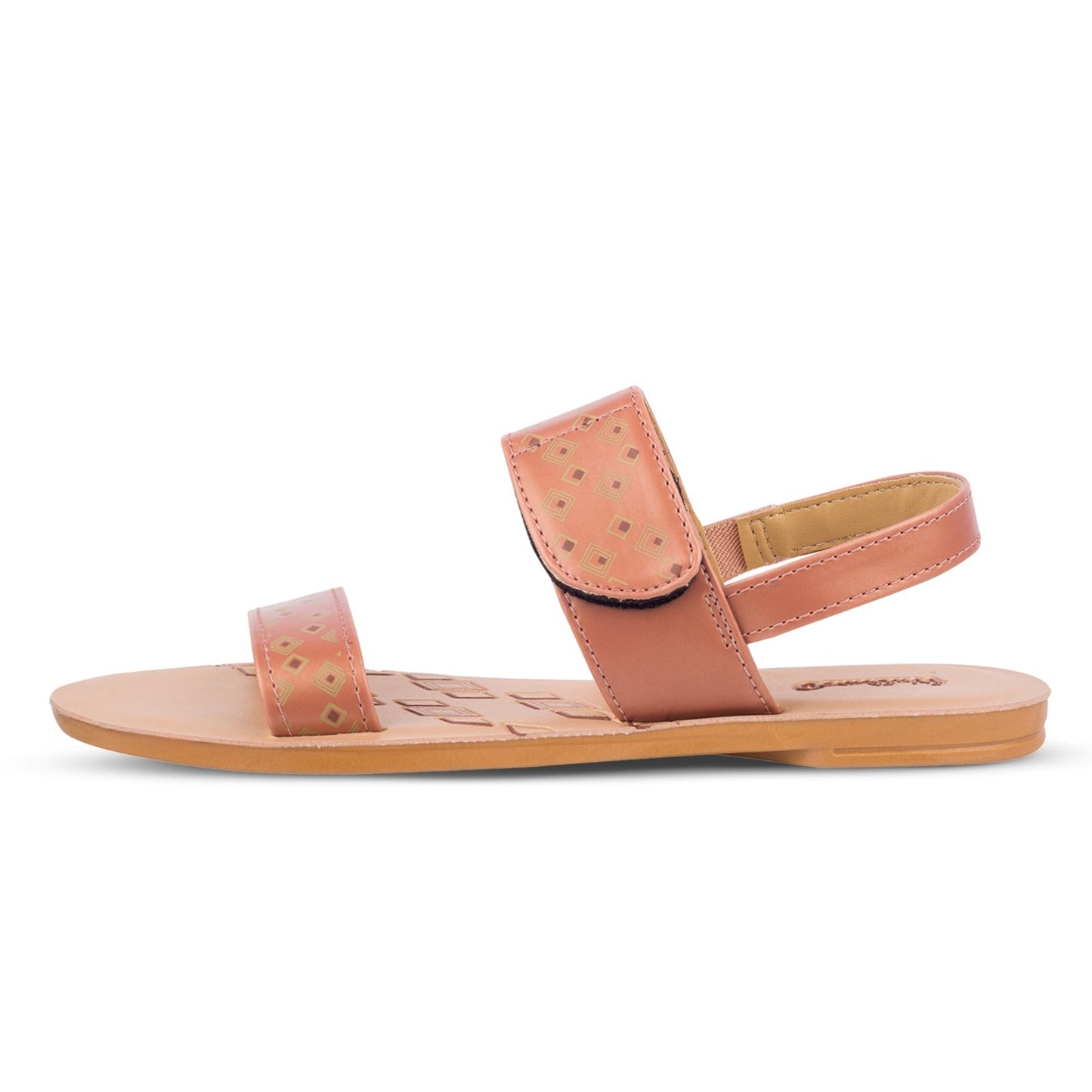 Walkaroo Womens Ankle Strap Flat Sandal - WL7802 Peach - Walkaroo Footwear