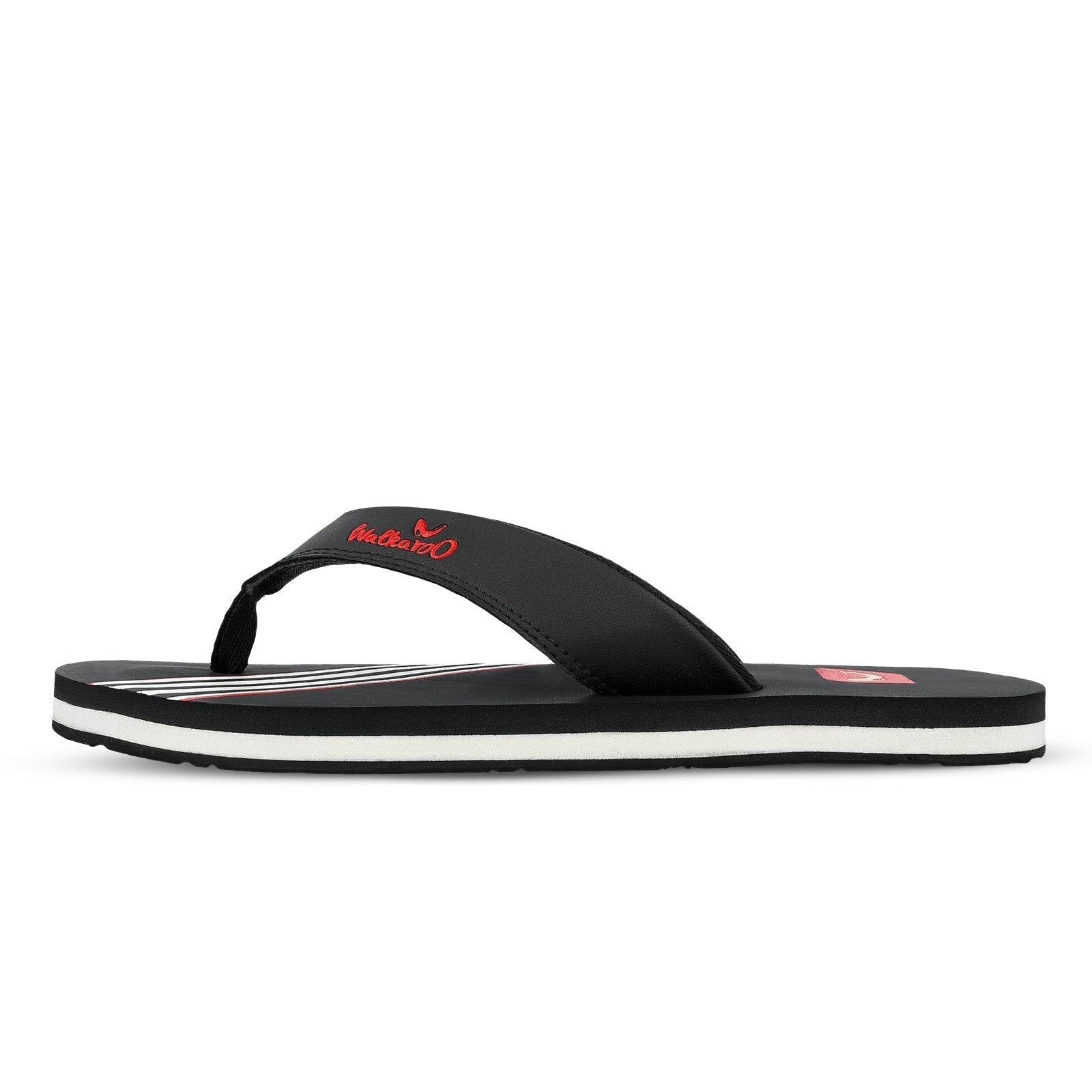 Walkaroo Men Striped Thong Flip-Flop - WC4220 Black white - Walkaroo Footwear