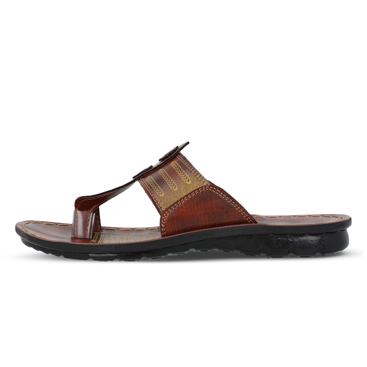 Walkaroo Men Kolhapuri Slide Sandals - GG8211 Brown - Walkaroo Footwear