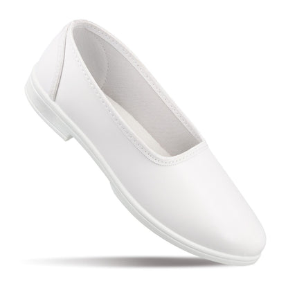 Girls Slip-On school Shoe - WV593 White
