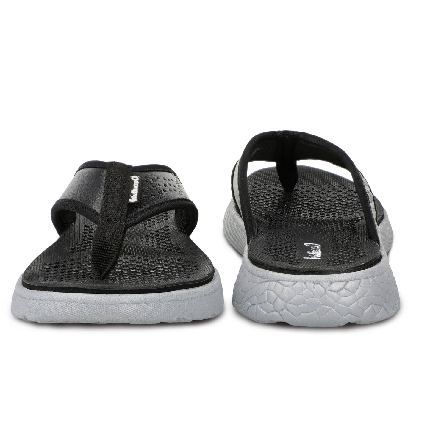 Walkaroo Men Textured Thong Flip-Flop - WC4238 Black Grey - Walkaroo Footwear
