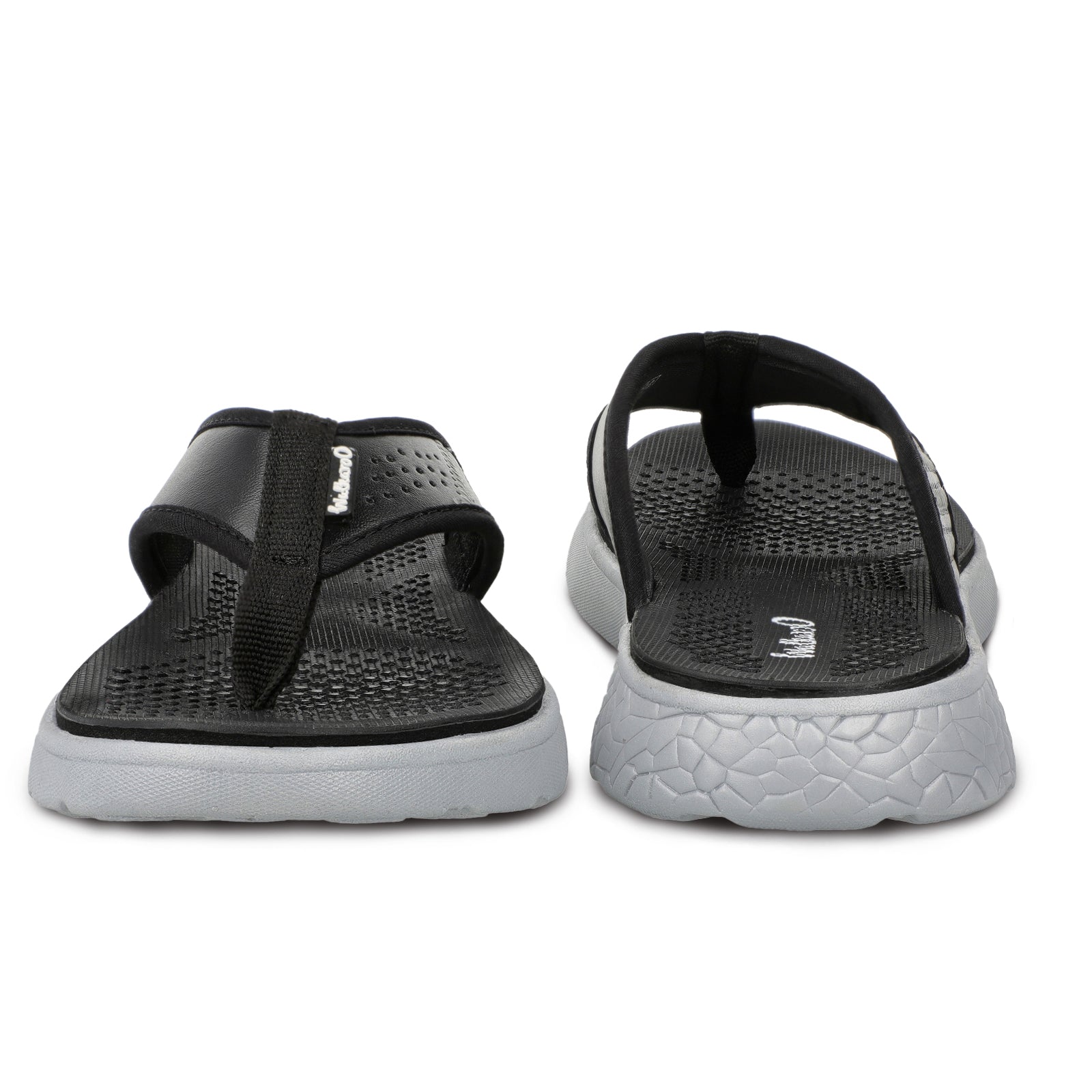 Walkaroo Men Textured Thong Flip-Flop - WC4238 Black Grey - Walkaroo Footwear