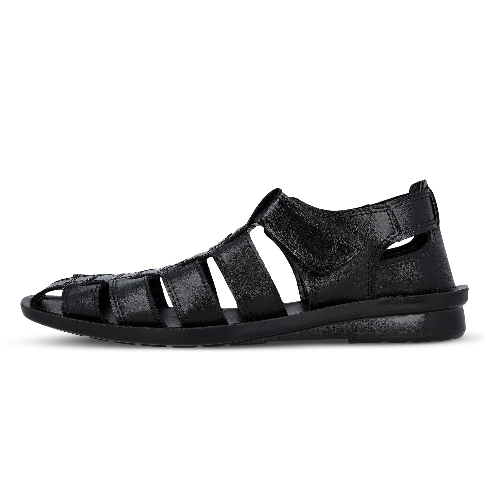 Walkaroo Men Solid Fisherman Sandals - 13505 Black - Walkaroo Footwear