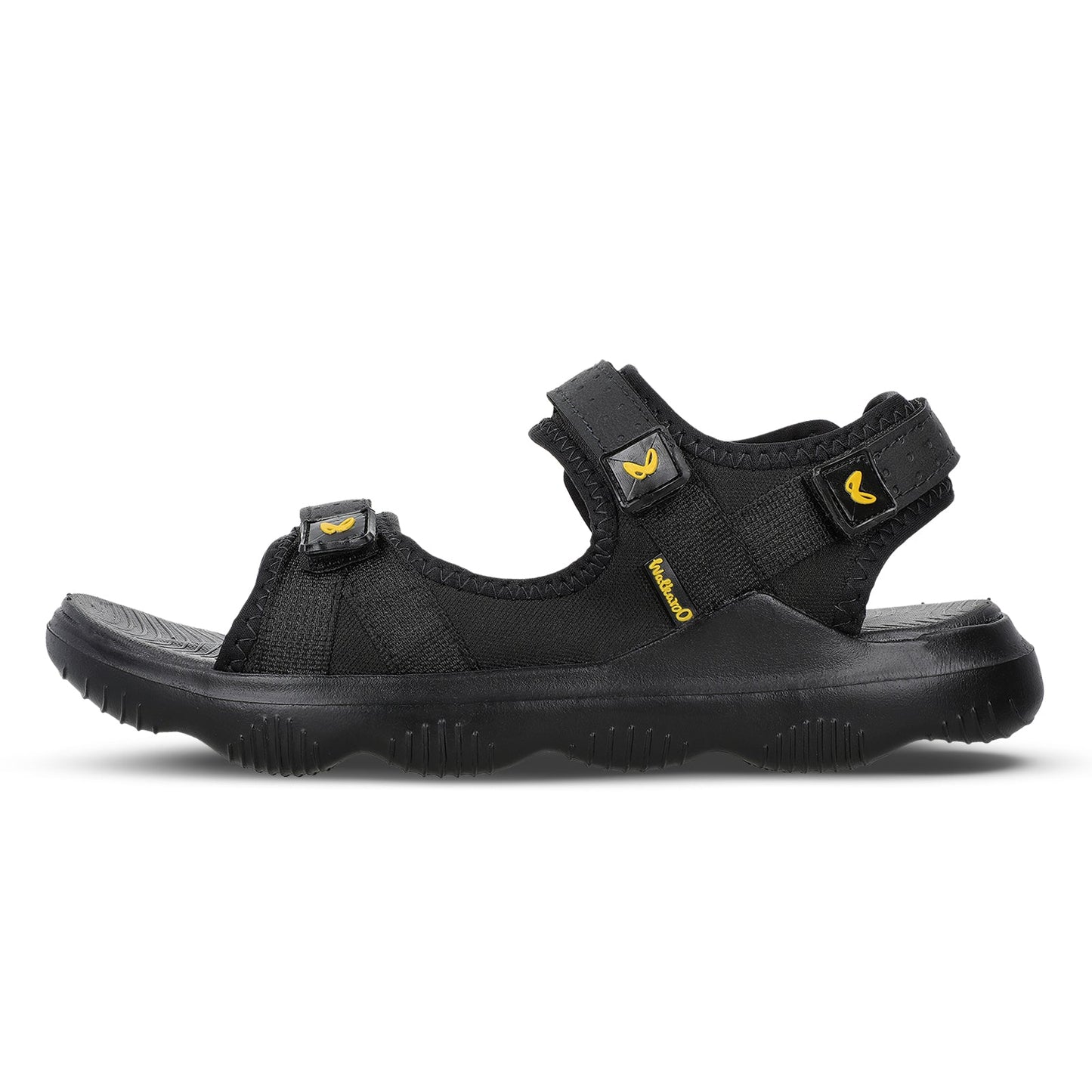 Walkaroo Men Strappy Floater Sandals - WC4334 Black Black - Walkaroo Footwear