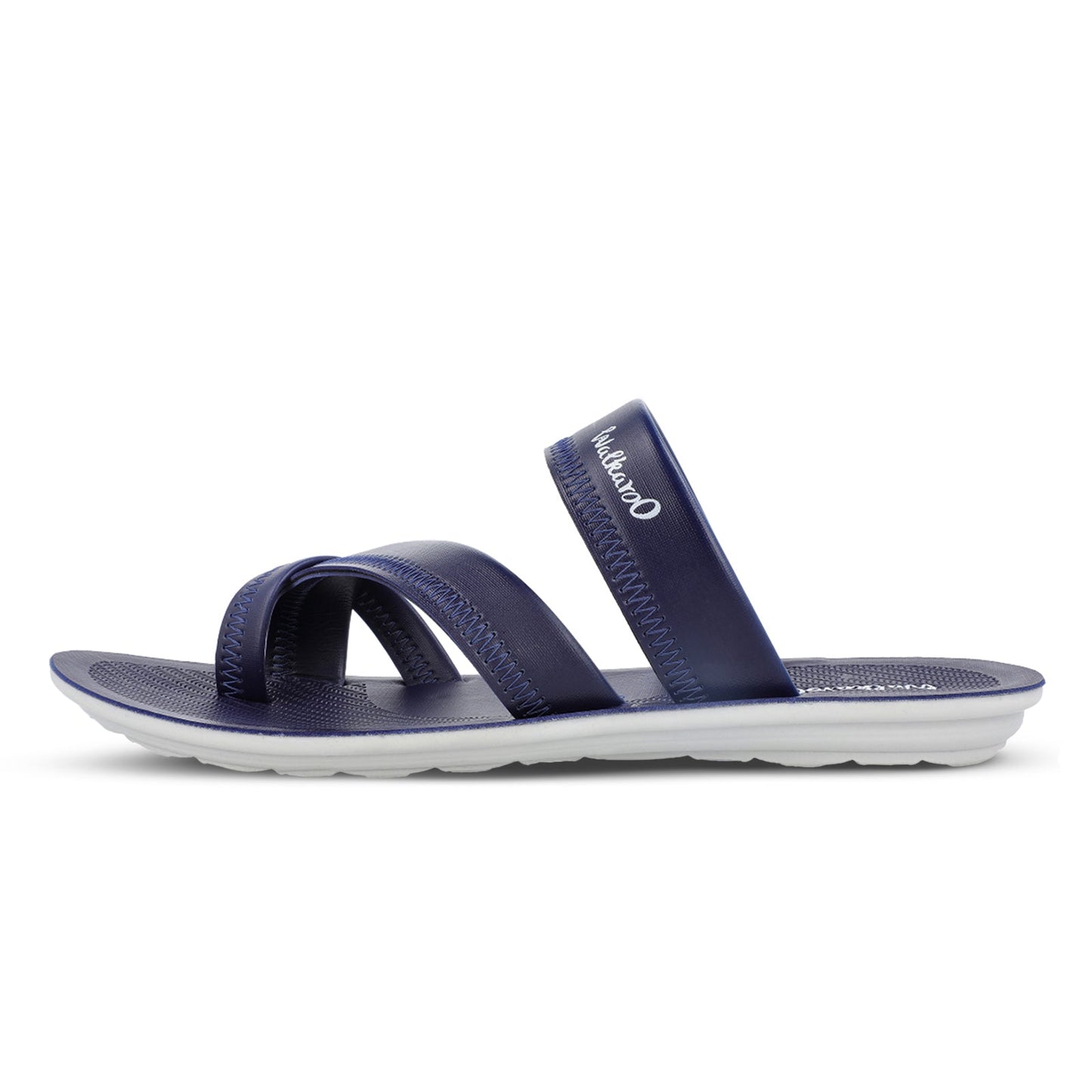 Walkaroo Men Cross Strap Slide Sandals - WG5340 Blue - Walkaroo Footwear