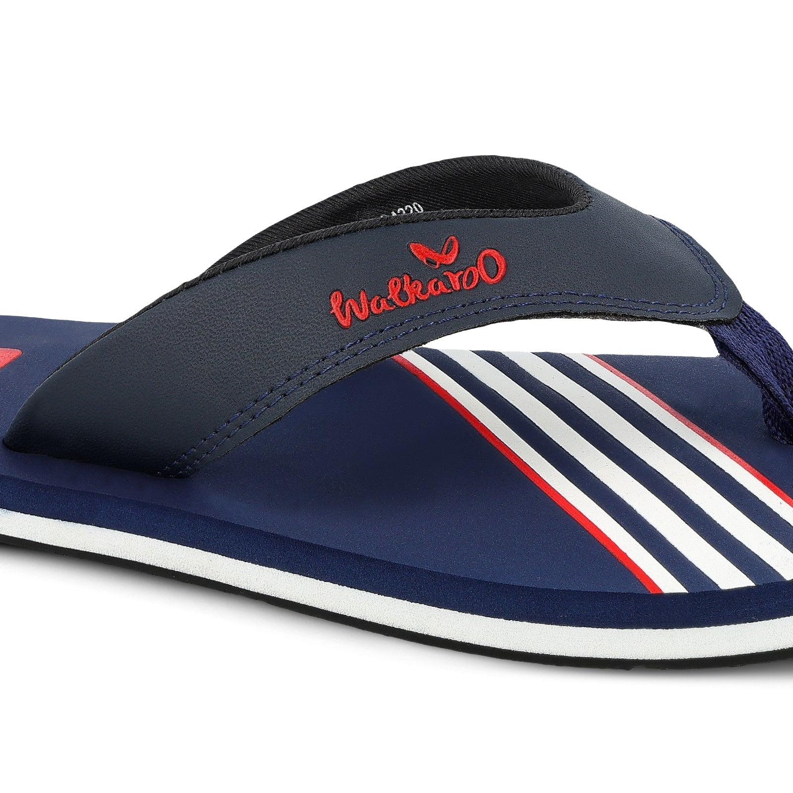 Walkaroo Men Striped Thong Flip-Flop - WC4220 Blue white - Walkaroo Footwear