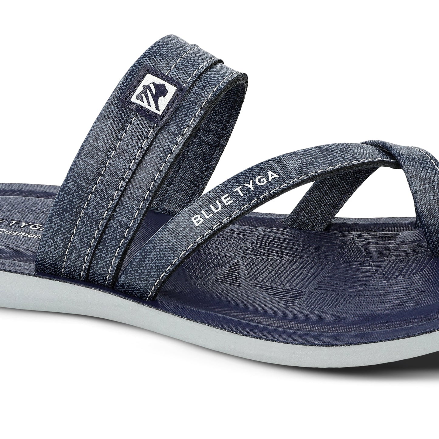 Blue Tyga Men Cross Strap Slide Sandals - BT1302 Blue - Walkaroo Footwear