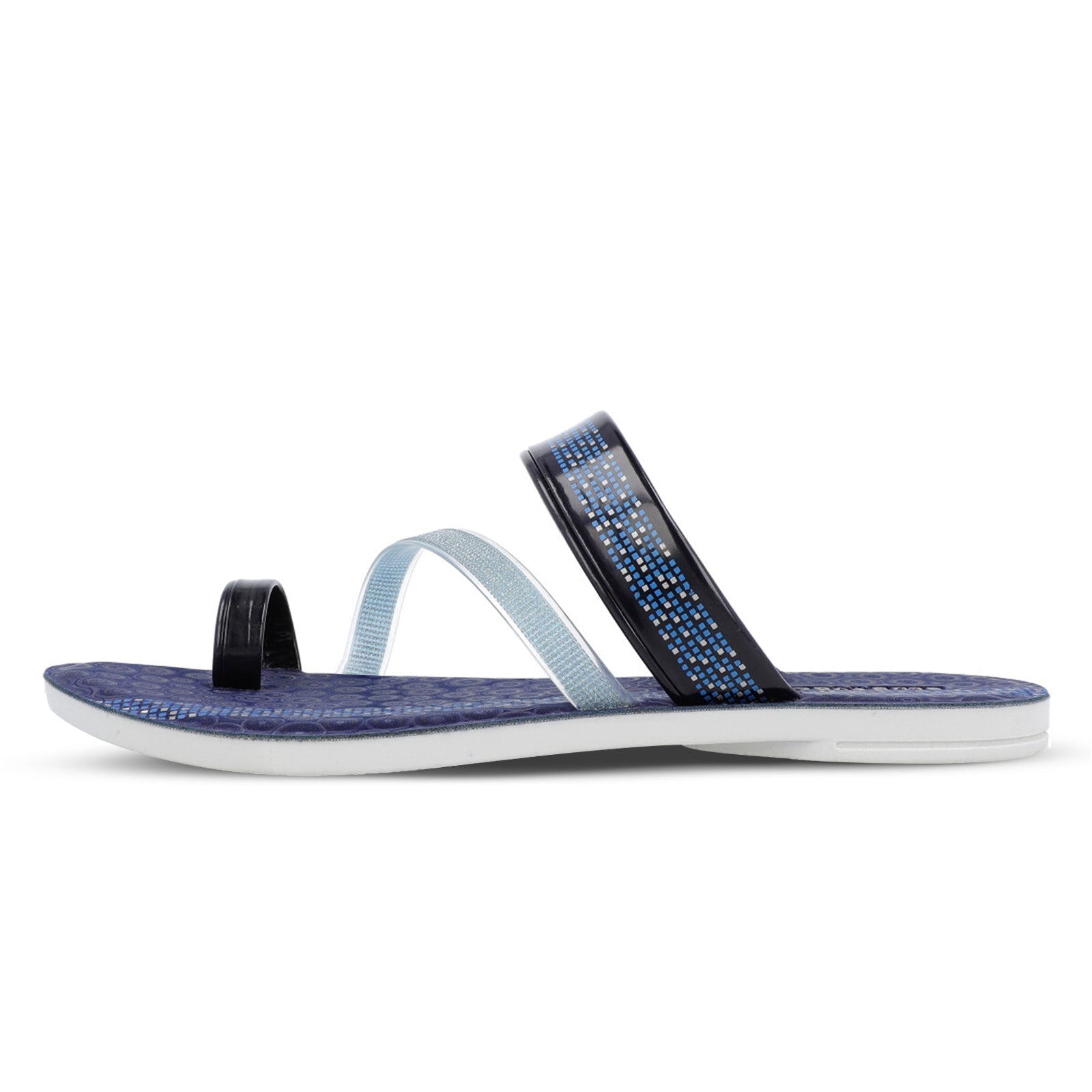 Blue Tyga Womens Cross Strap Slide Sandals - BT2303 Blue - Walkaroo Footwear