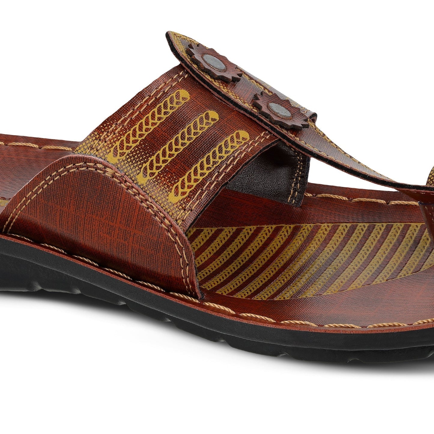 Walkaroo Men Kolhapuri Slide Sandals - GG8211 Brown - Walkaroo Footwear