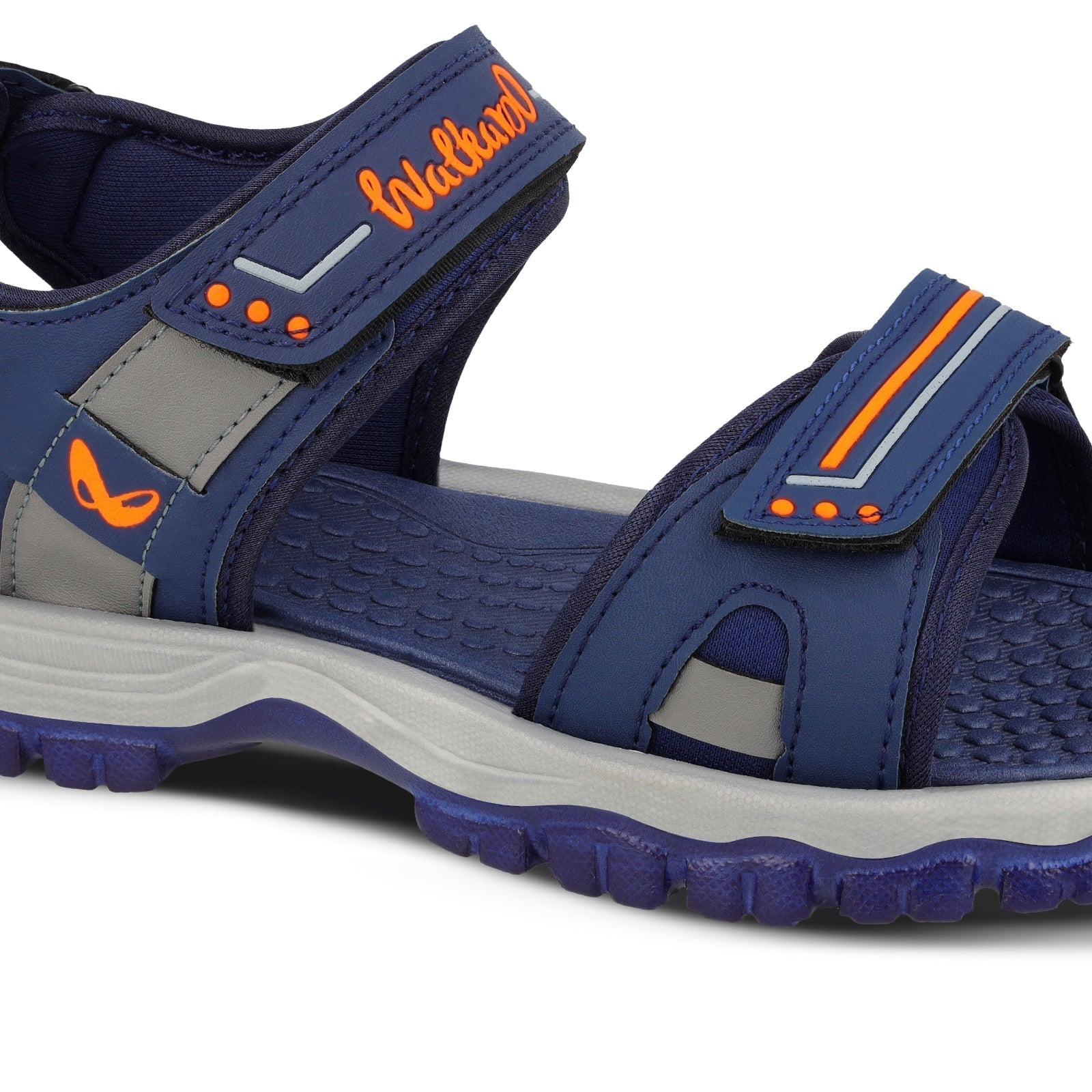 Walkaroo Men Sandal - WC4420 Navy Blue orange - Walkaroo Footwear