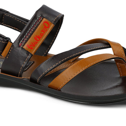 Walkaroo Men Strappy Slide Sandals - W5767 Brown - Walkaroo Footwear