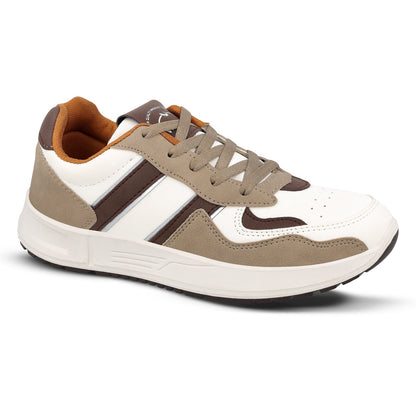 Walkaroo Mens Casual Shoes - WY3340 White Tan - Walkaroo Footwear