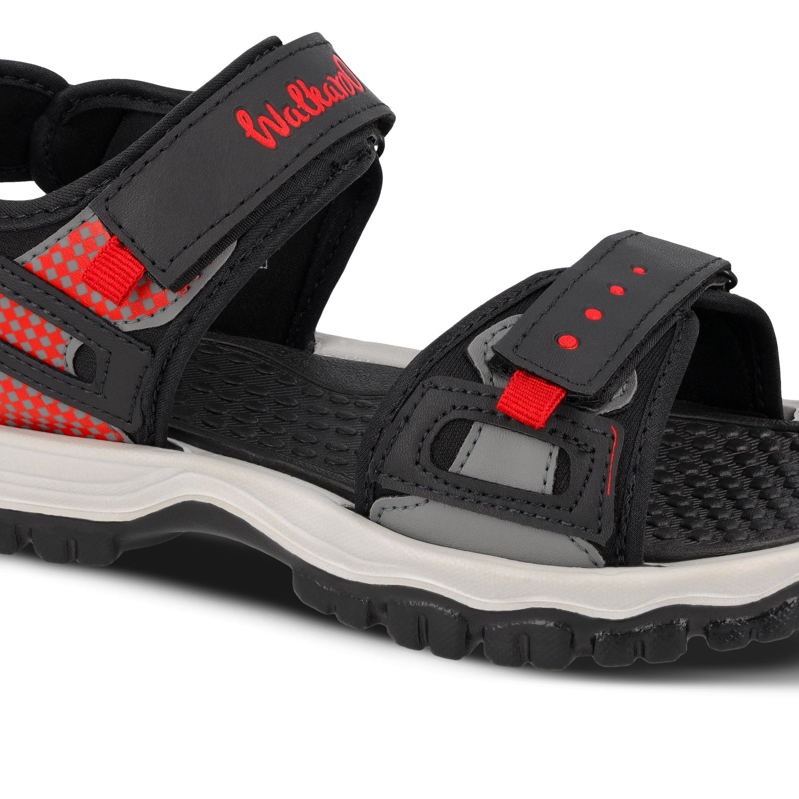 Walkaroo Men Sandals - WC4417 Black Red - Walkaroo Footwear