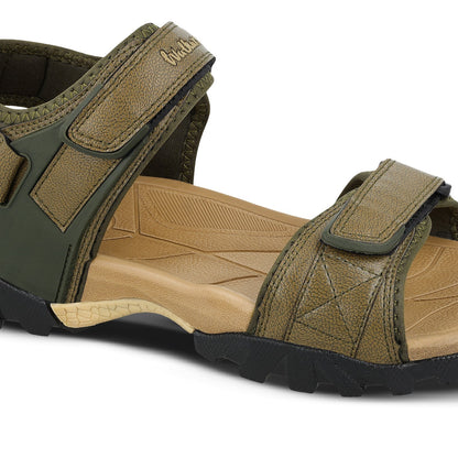 Walkaroo Men Sandals - WC4421 Olive - Walkaroo Footwear