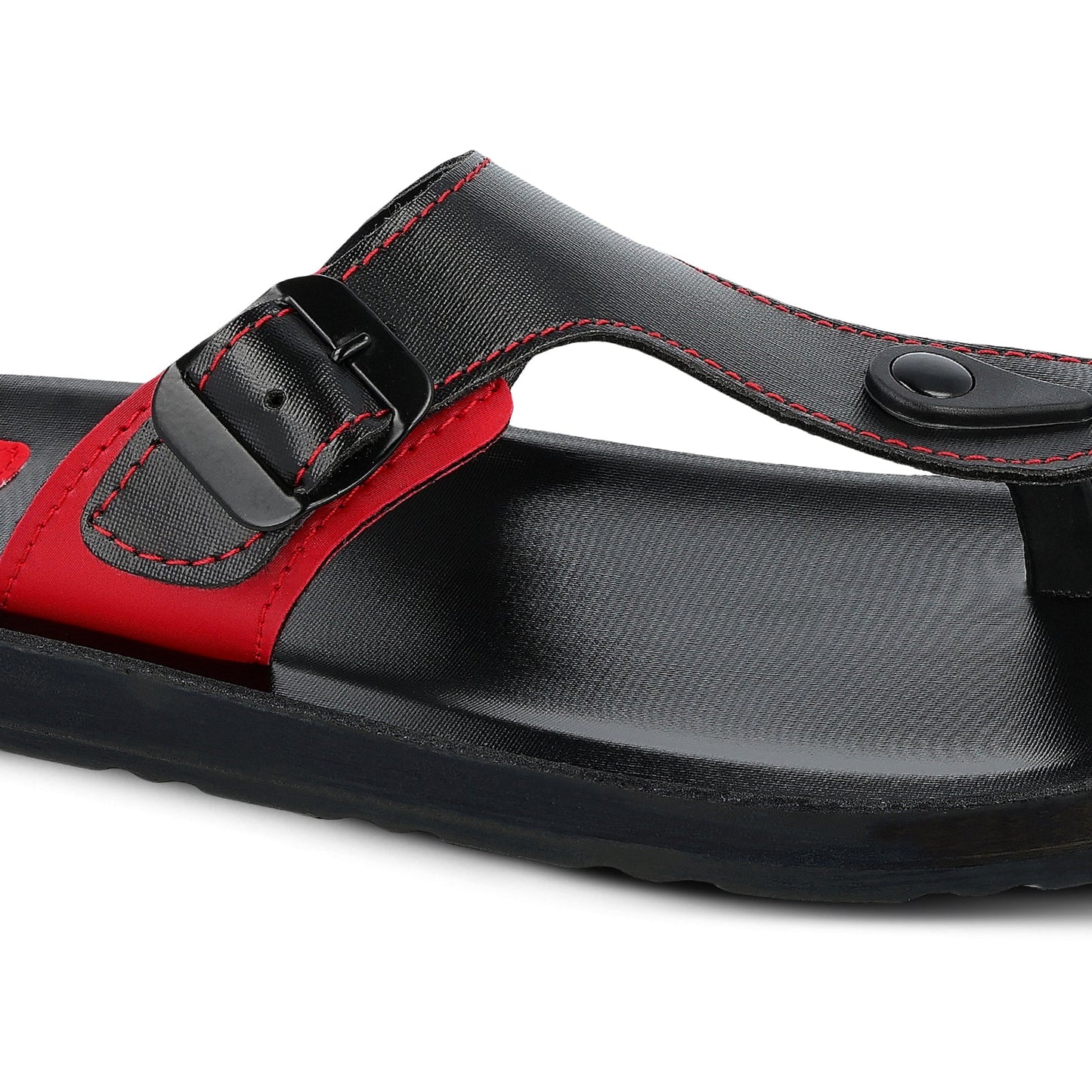 Walkaroo Men Solid Thong Sandals - 13123 Black Red - Walkaroo Footwear