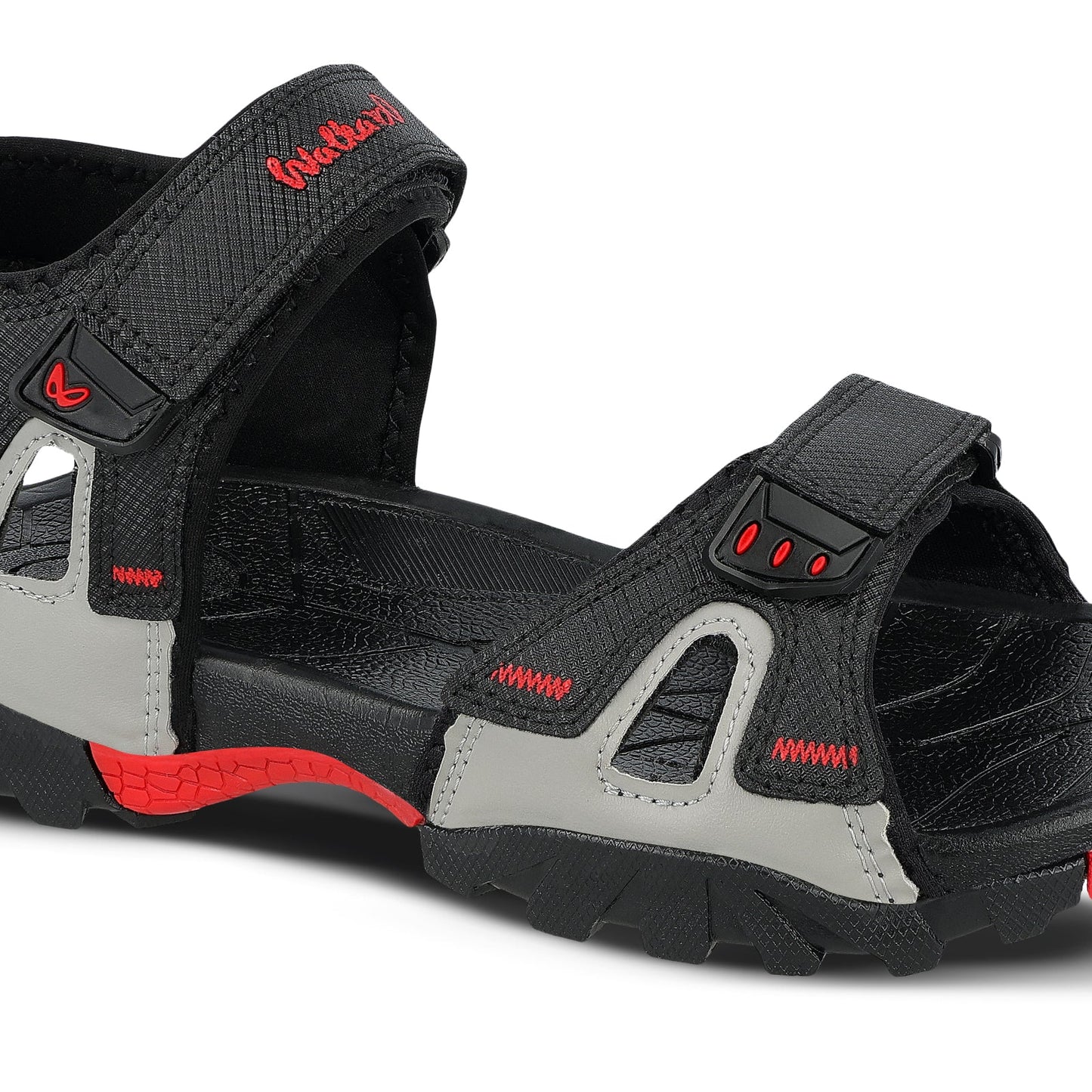 Walkaroo Men Sandals - WC4426 Black Red - Walkaroo Footwear