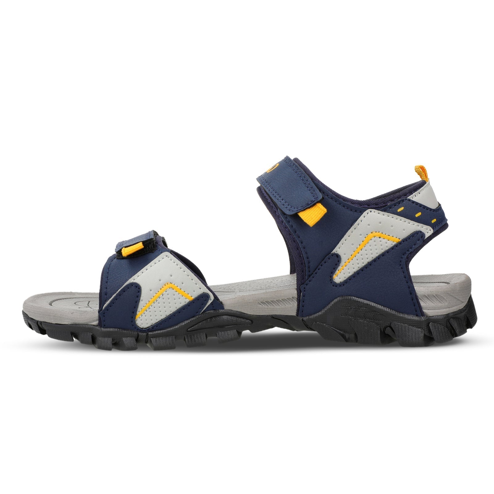 Walkaroo Men Strappy Floater Sandals - WC4362 Navy Blue Yellow - Walkaroo Footwear