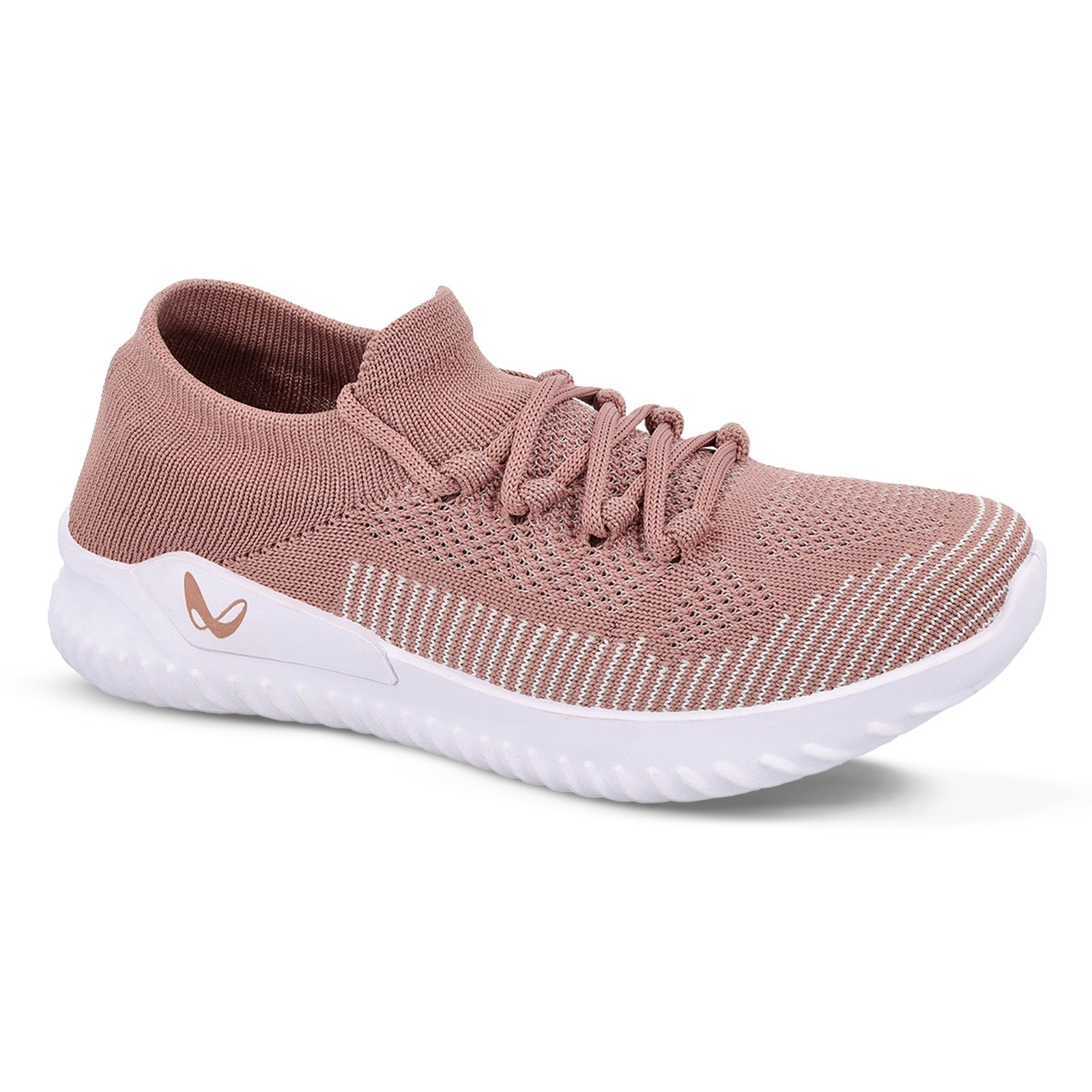 Walkaroo Girls Lace-up Sock Shoes - WS3255 Peach - Walkaroo Footwear