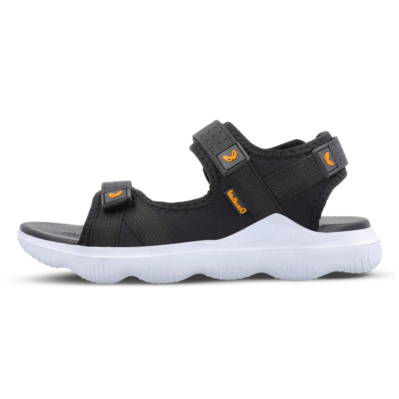 Walkaroo Men Strappy Floater Sandals - WC4334 Black white - Walkaroo Footwear