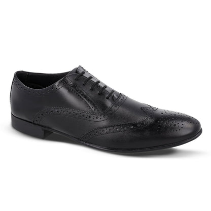 Walkaroo Leather Men formals Shoes - WF6055 Black - Walkaroo Footwear