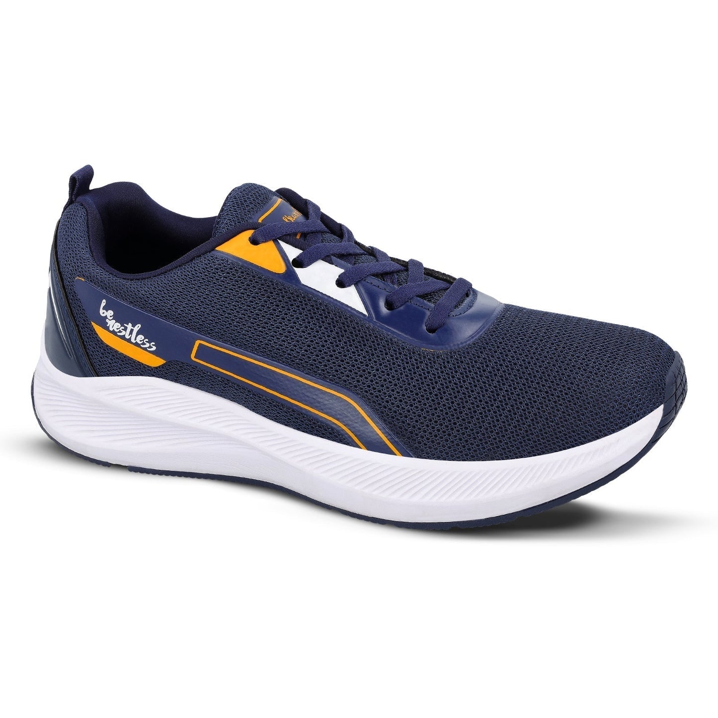 Walkaroo Men Sports Shoe - WS9073 Navy Blue Yellow - Walkaroo Footwear