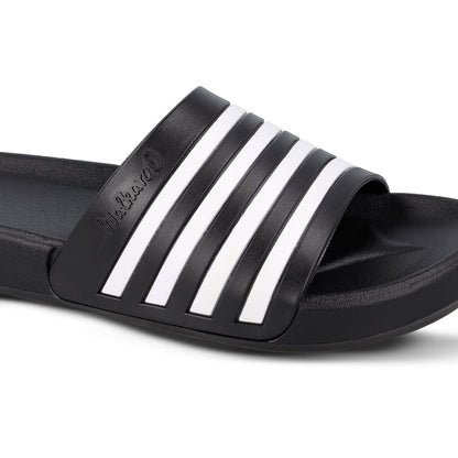 Walkaroo Mens Flip Flop Sliders - WC4819 Black - Walkaroo Footwear