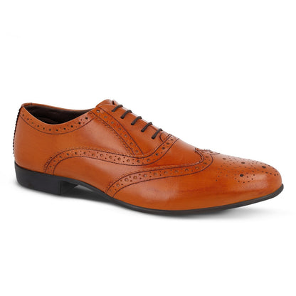 Walkaroo Leather Men formals Shoes - WF6055 Tan - Walkaroo Footwear