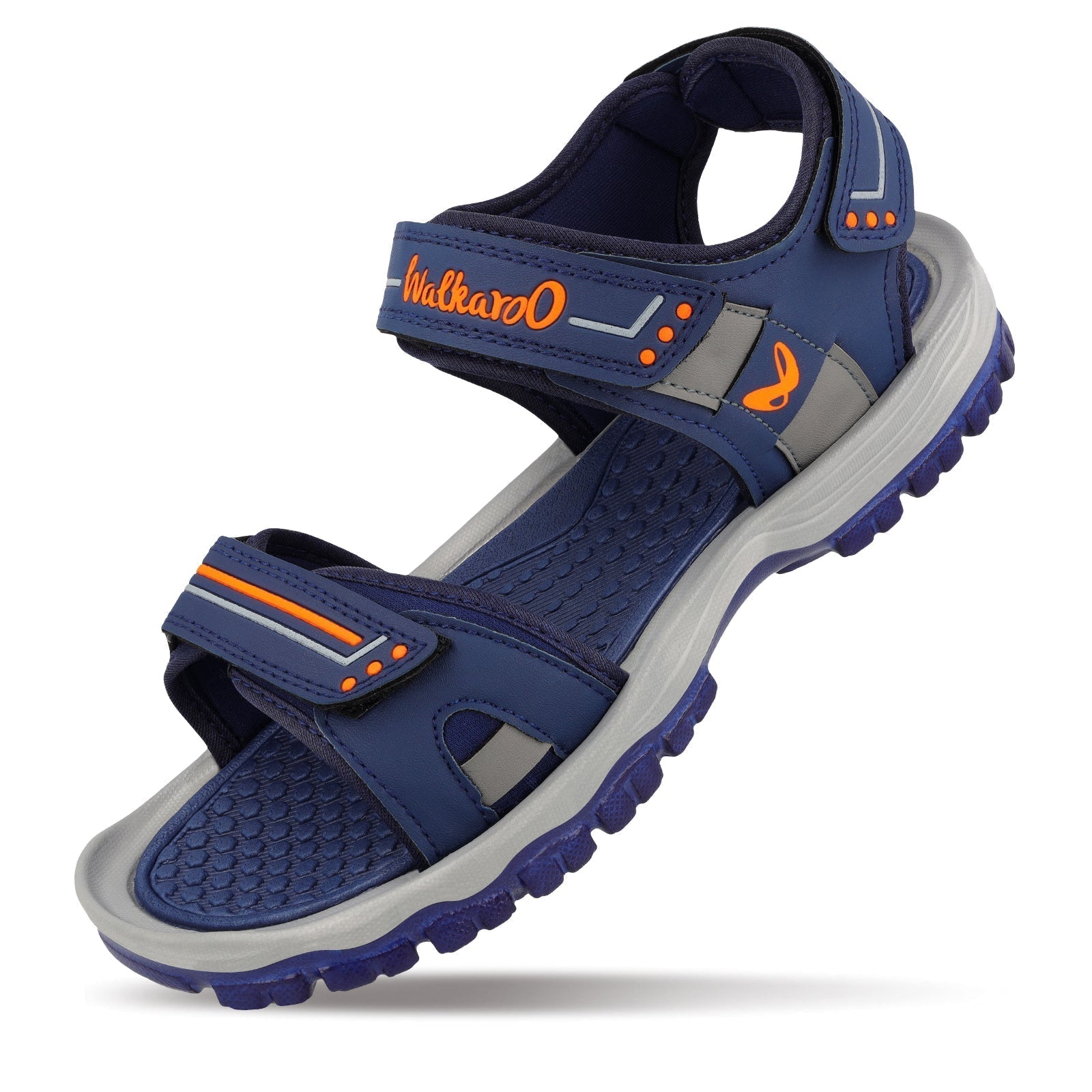 Walkaroo Men Sandal - WC4420 Navy Blue orange - Walkaroo Footwear