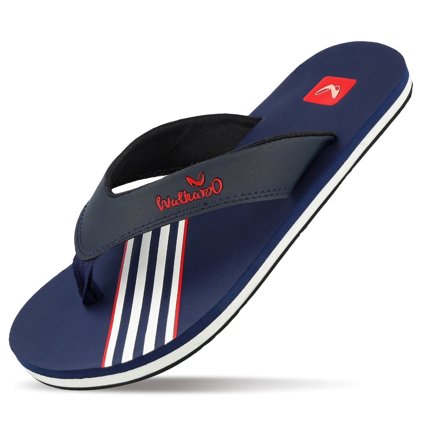 Walkaroo Men Striped Thong Flip-Flop - WC4220 Blue white - Walkaroo Footwear