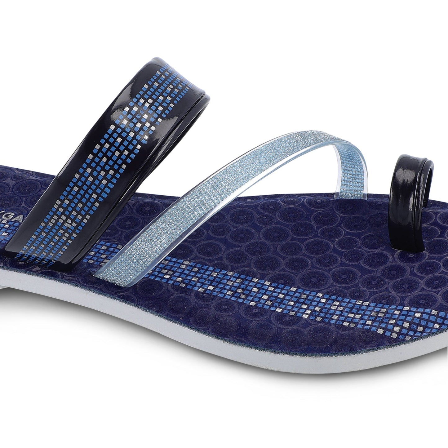 Blue Tyga Womens Cross Strap Slide Sandals - BT2303 Blue - Walkaroo Footwear