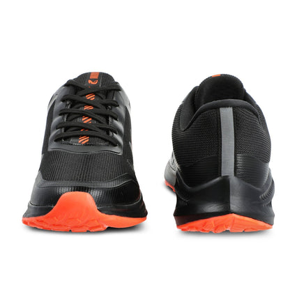 Walkaroo Men Lace-up Training Shoes - WS9063 Black orange - Walkaroo Footwear