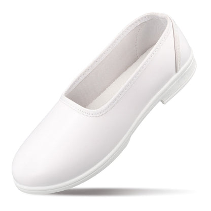 Girls Slip-On school Shoe - WV593 White