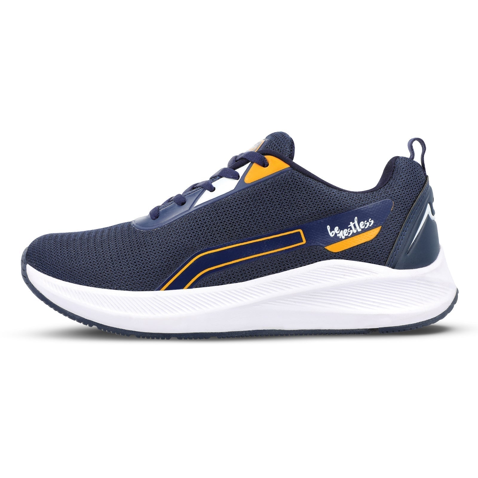 Walkaroo Men Sports Shoe - WS9073 Navy Blue Yellow - Walkaroo Footwear