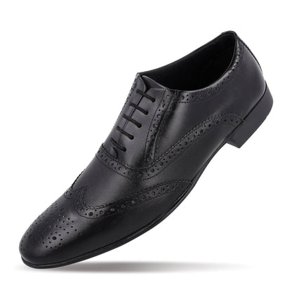 Walkaroo Leather Men formals Shoes - WF6055 Black - Walkaroo Footwear