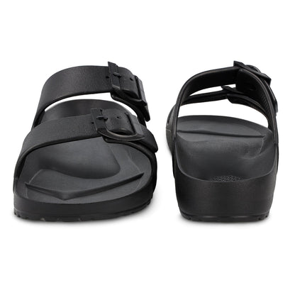 Walkaroo Men Slip On Slide Sandals - WC4808 Black - Walkaroo Footwear