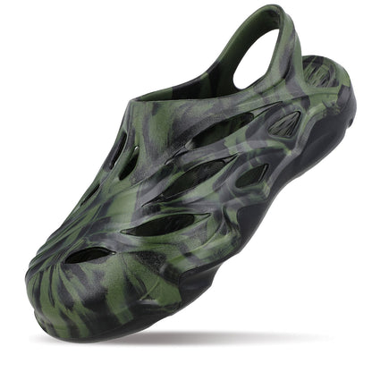 Walkaroo Mens Clogs - WC4834 Black green - Walkaroo Footwear