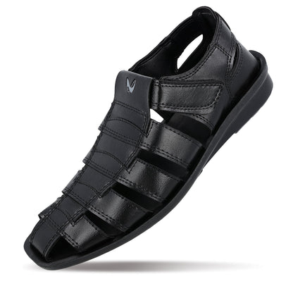 Walkaroo Men Solid Fisherman Sandals - 13505 Black - Walkaroo Footwear