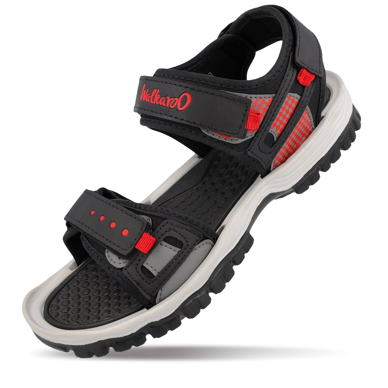 Walkaroo Men Sandals - WC4417 Black Red - Walkaroo Footwear