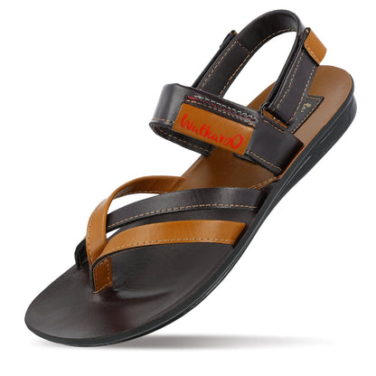 Walkaroo Men Strappy Slide Sandals - W5767 Brown - Walkaroo Footwear