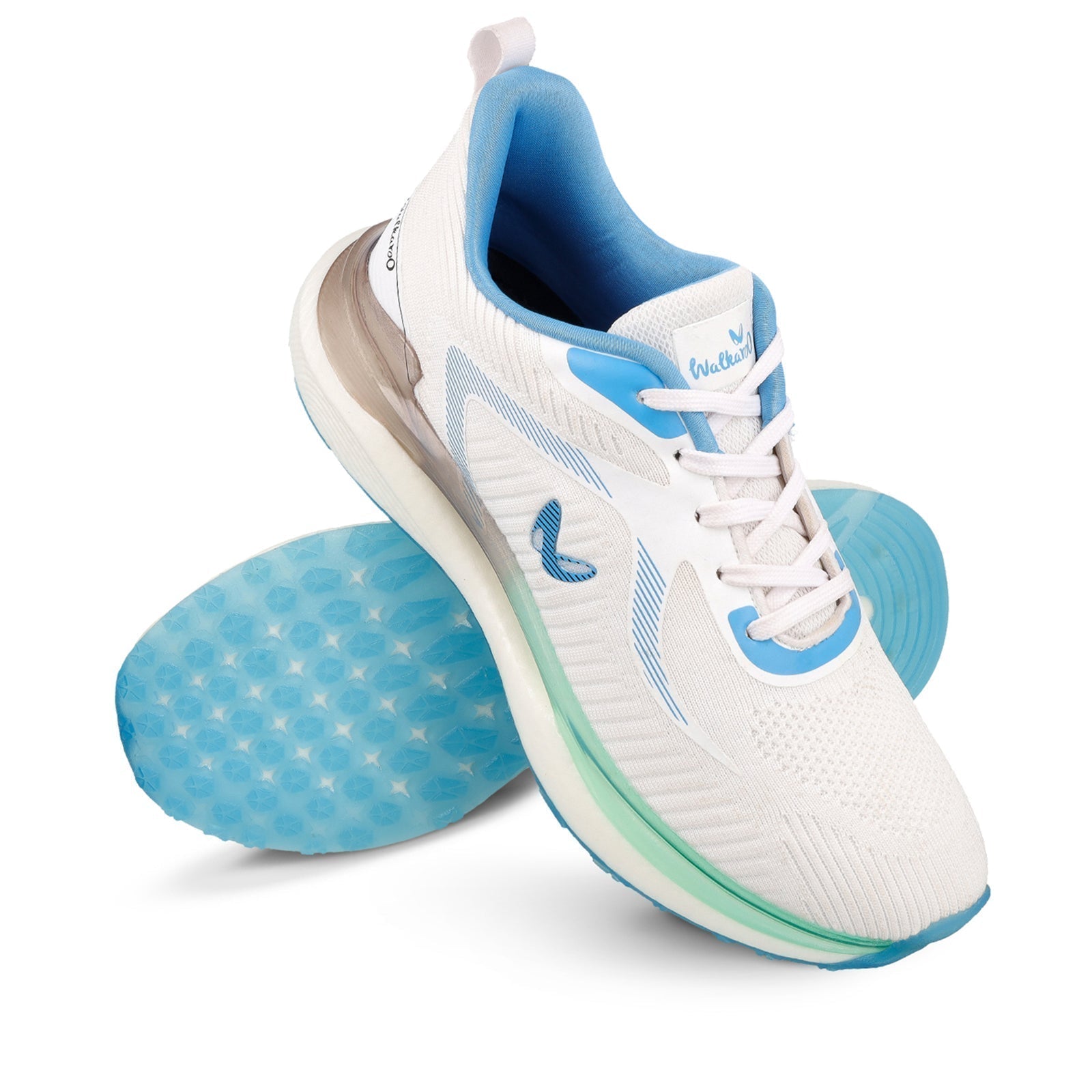 Walkaroo Men Sports Shoe - WS9122 White Turquoise - Walkaroo Footwear