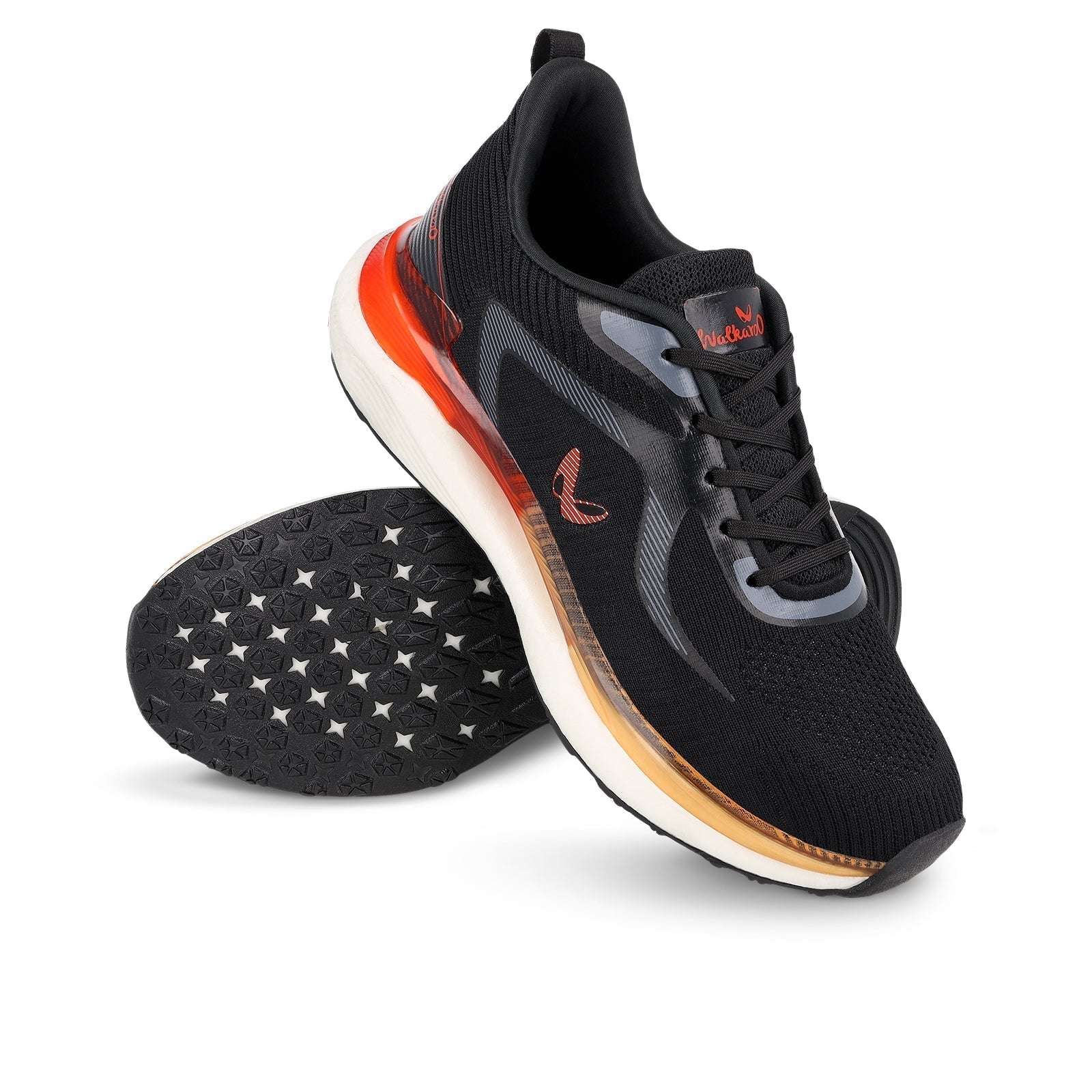 Walkaroo Men Sports Shoe - WS9122 Black Red - Walkaroo Footwear